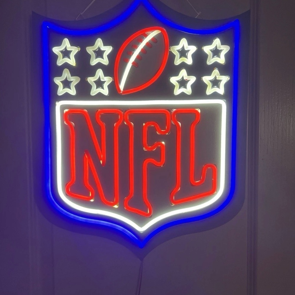 NFL Shield Neon Sign - Red, Blue, and White